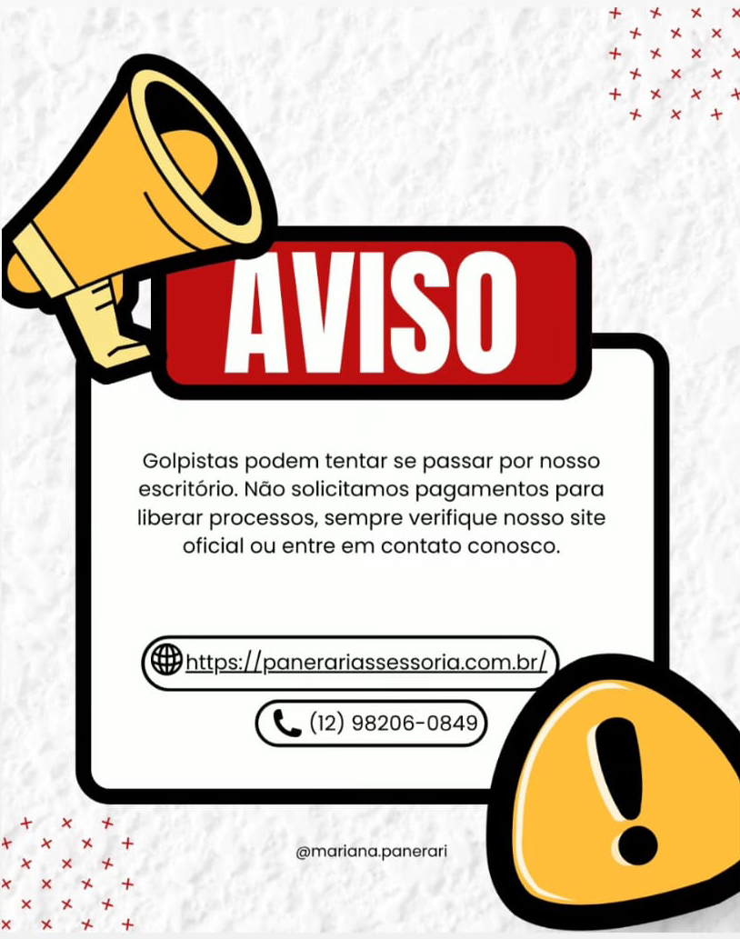 Aviso aos clientes sobre tentativas de golpe em nome do escritório Panerari Assessoria Jurídica